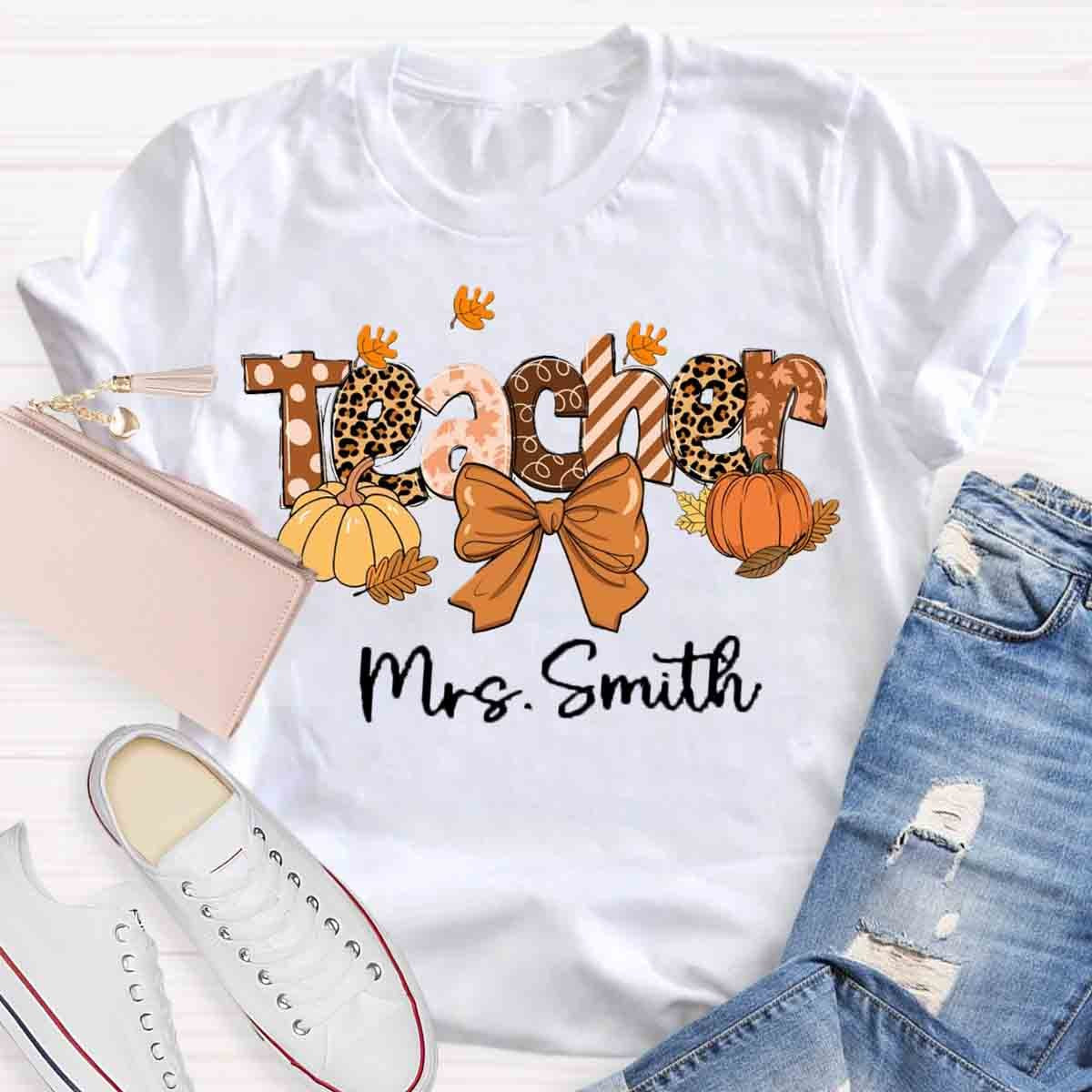 Personalized Name Teacher Fall each Love Inspire Shirt