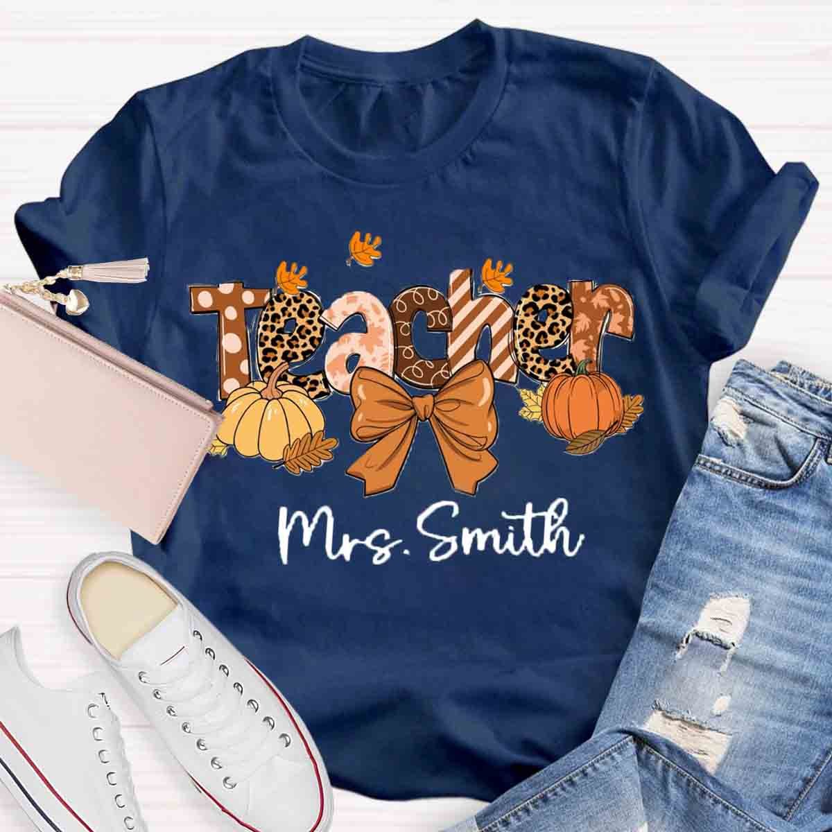 Personalized Name Teacher Fall each Love Inspire Shirt