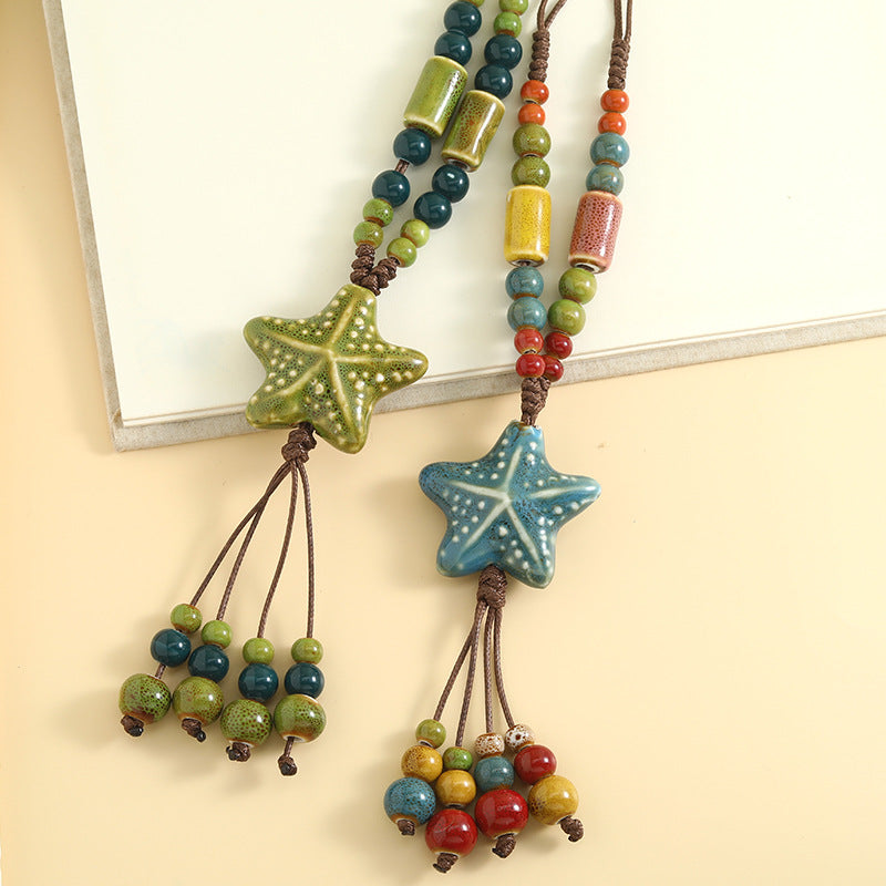 Vintage Starfish Ceramic Necklace