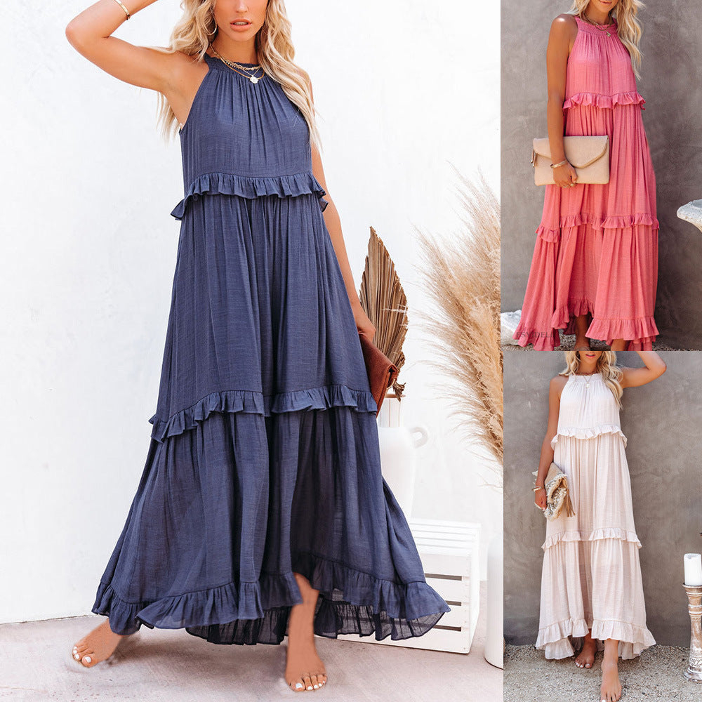 Long Floor-Length Tiered Dress For Women