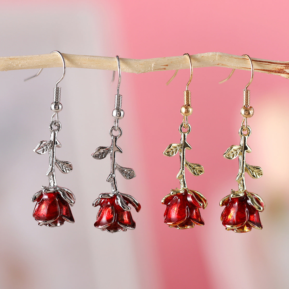 Romantic 3D Vintage Rose Earrings