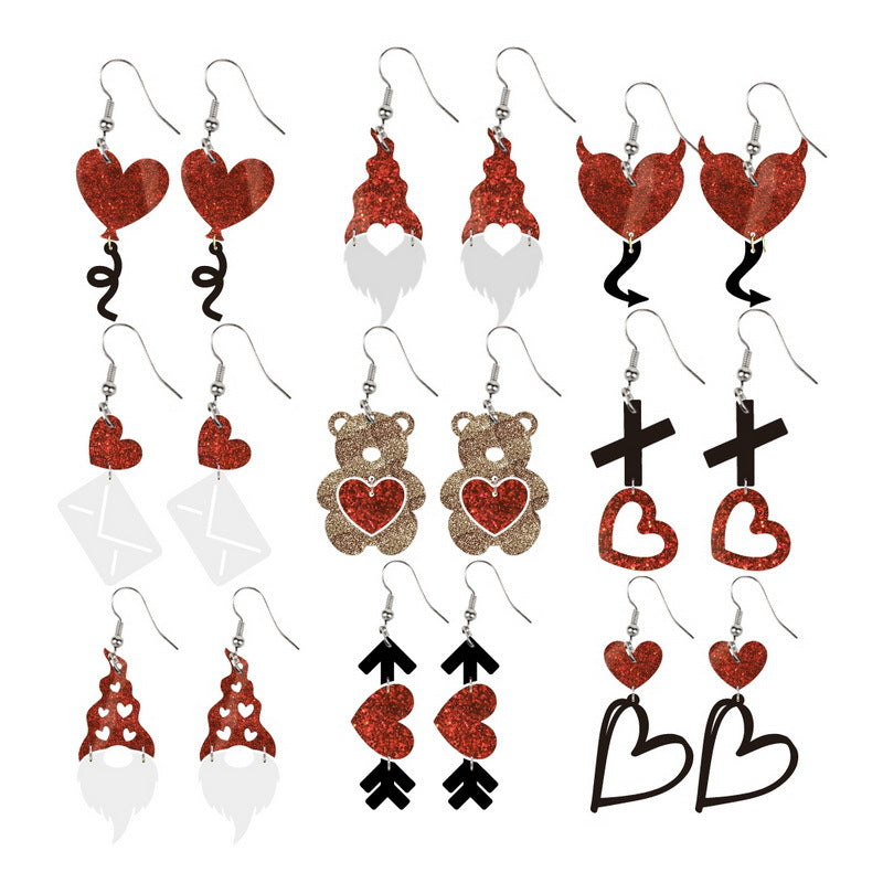 Devil Heart Bear Envelope Balloon Goblin Earrings