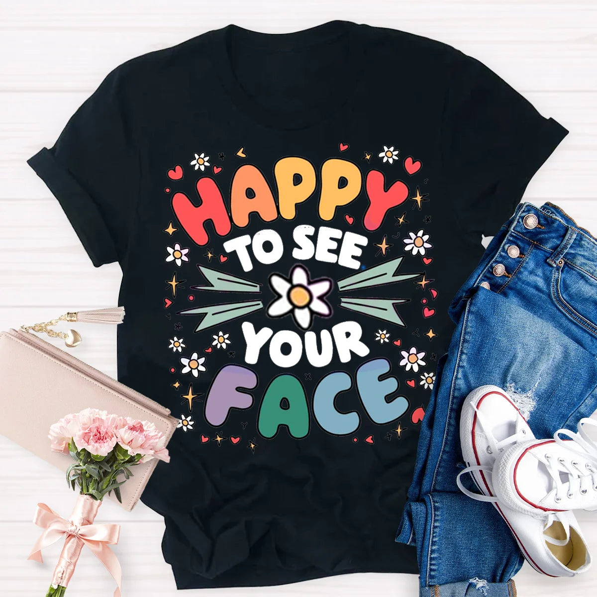 Happy To See Your Face Crew Neck T-Shirt