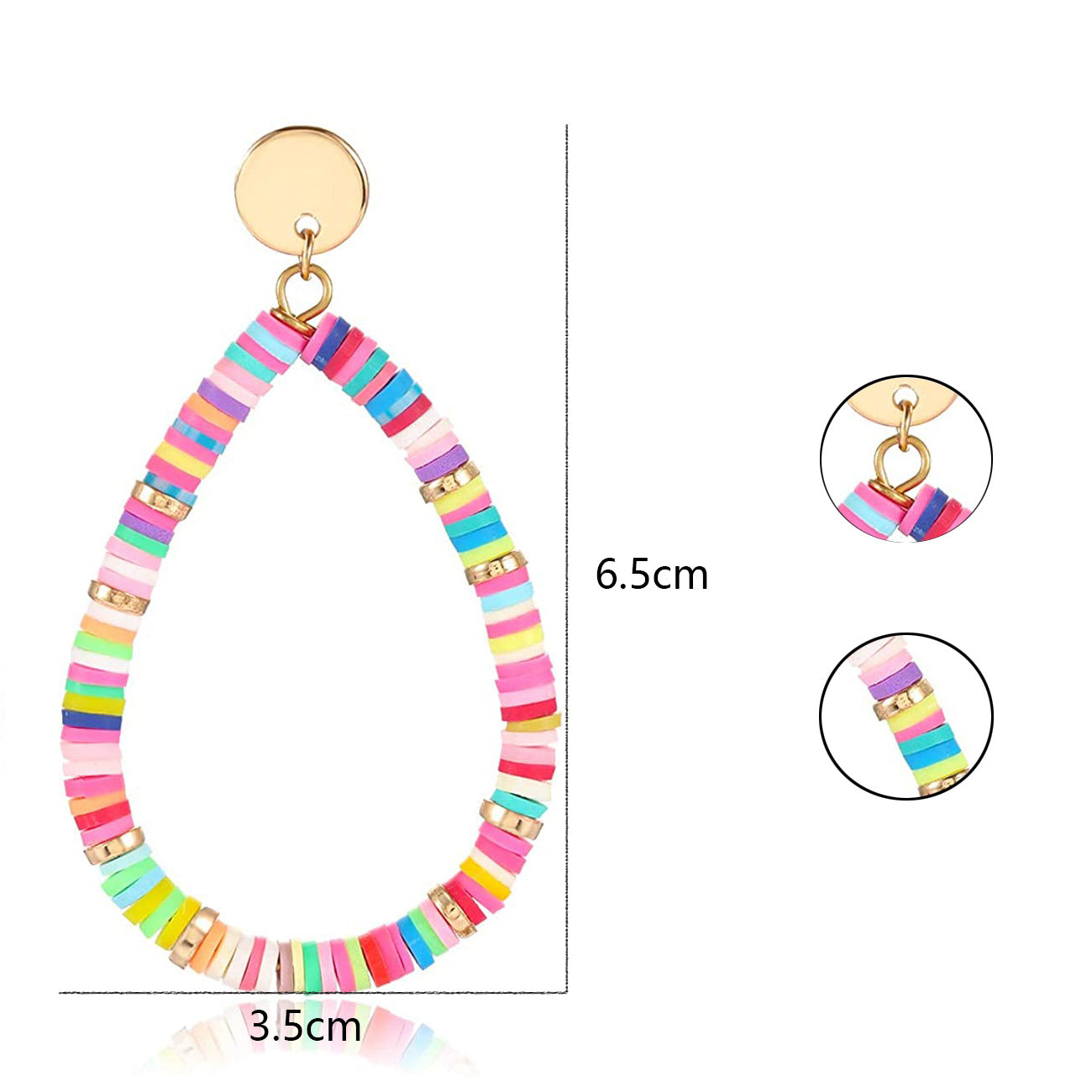 Geometric Mixed-Color Polymer Clay Colorful Stud Earrings Fashionable Hawaiian Beach Earrings