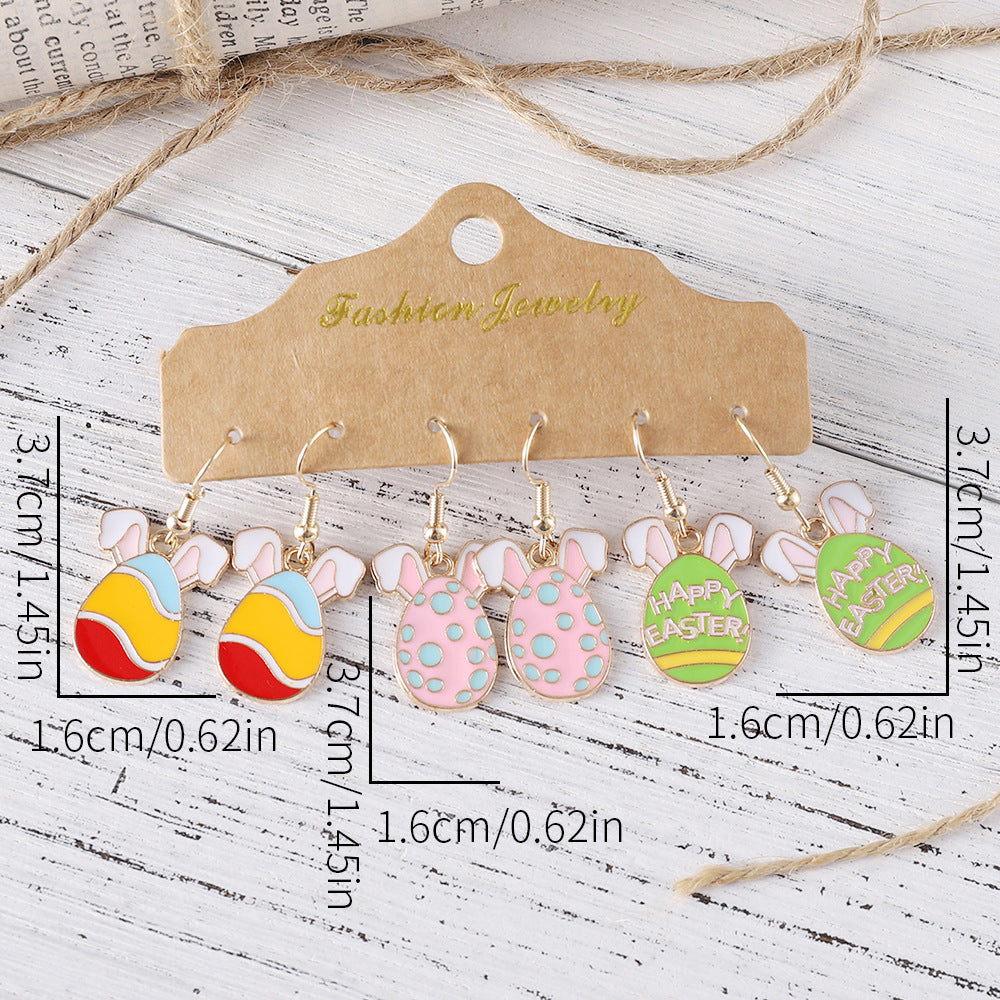 Easter Colorful Bunny Egg Dripping Earrings