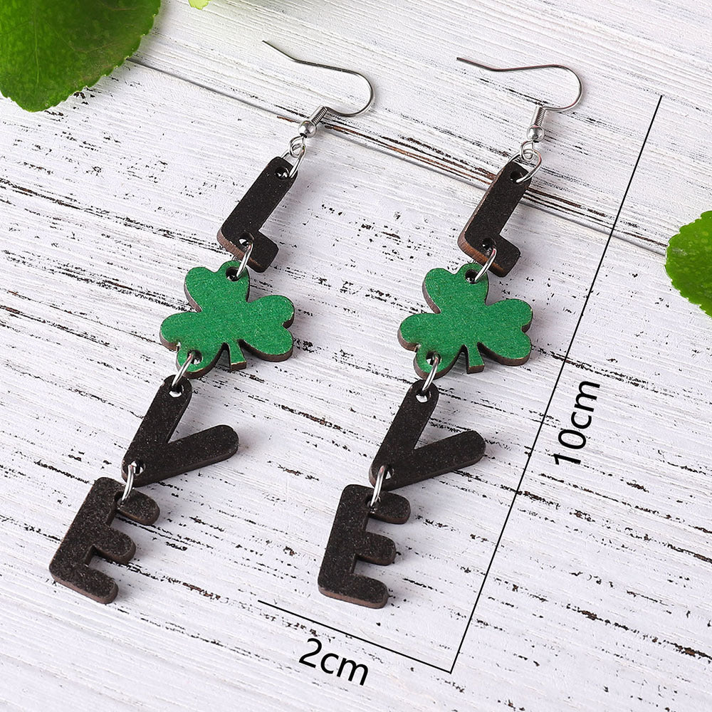 Lucky Four-Leaf Clover Letter Earrings
