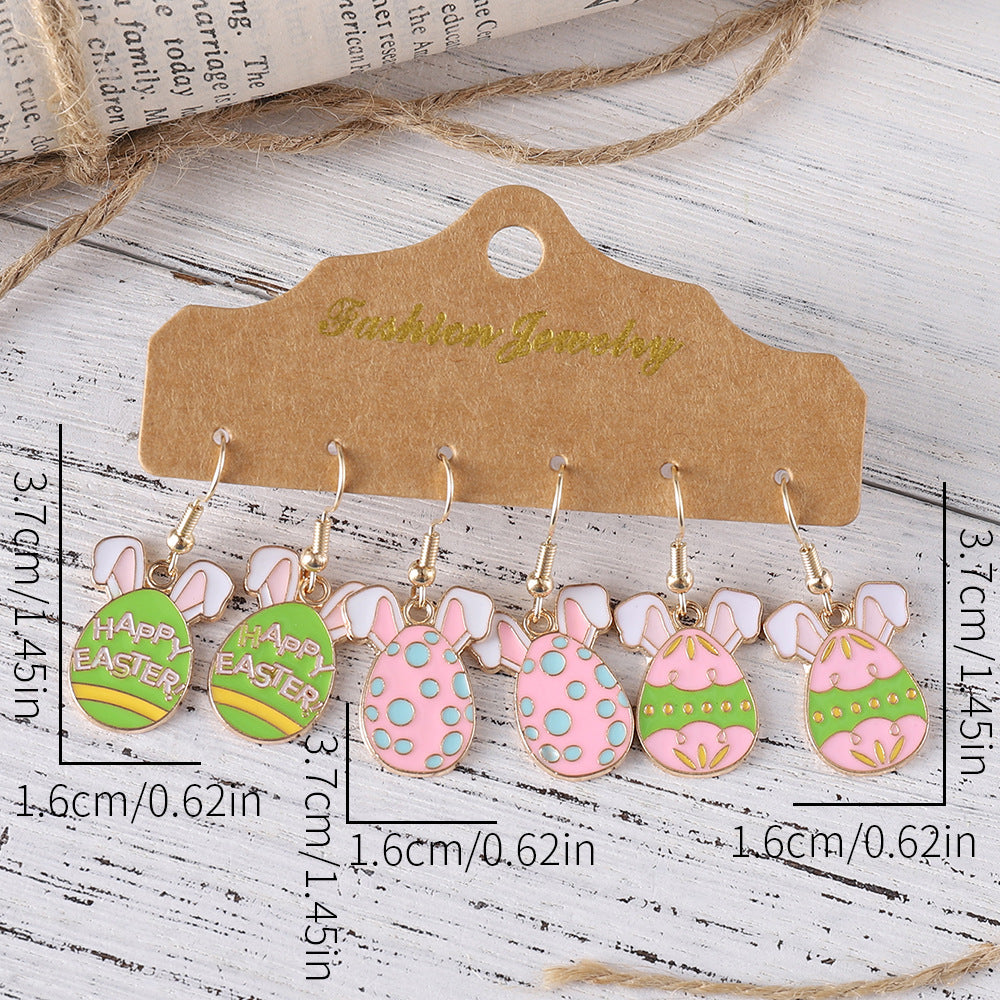 Easter Colorful Bunny Egg Dripping Earrings