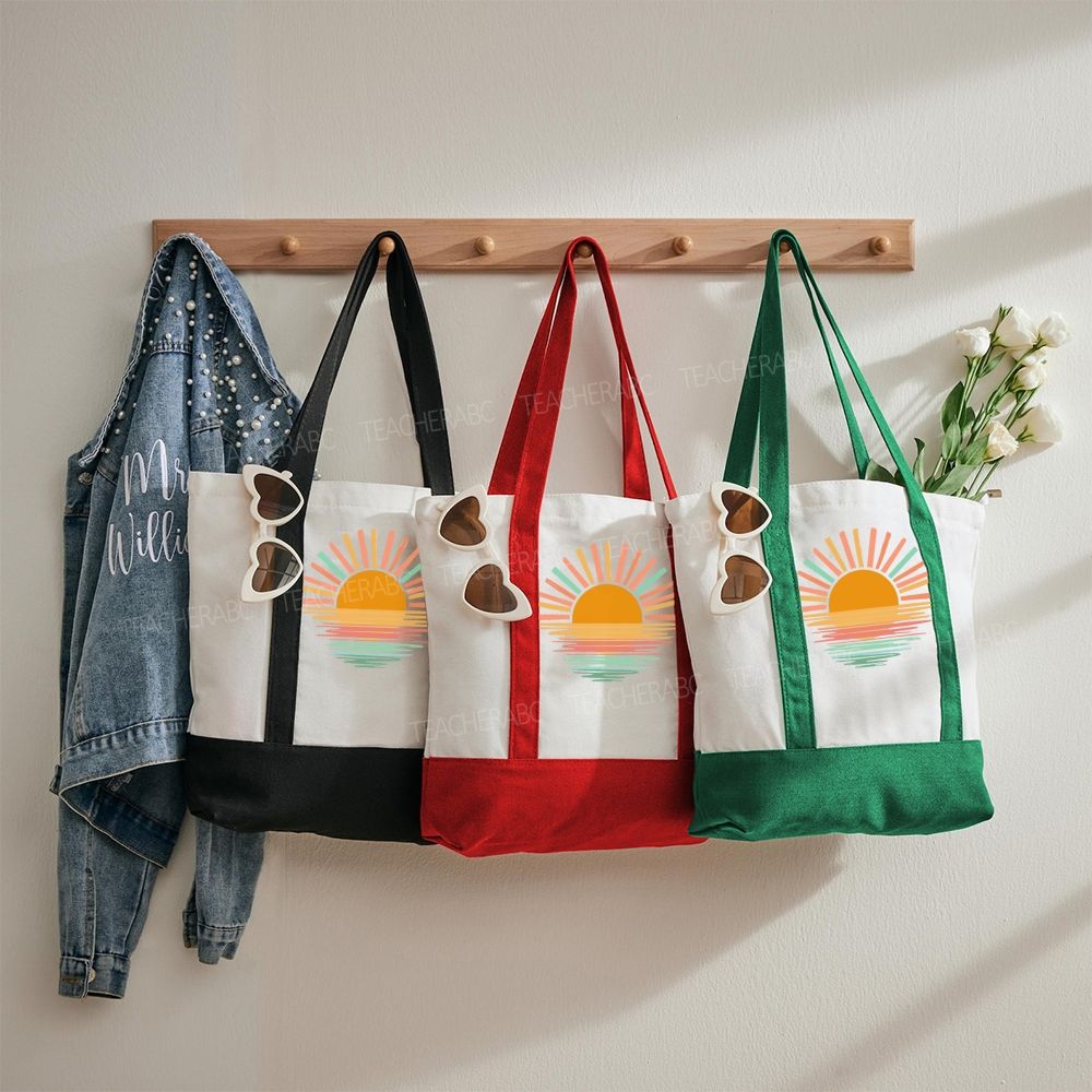Sun Colorful Pattern  Color-blocked Canvas Bag