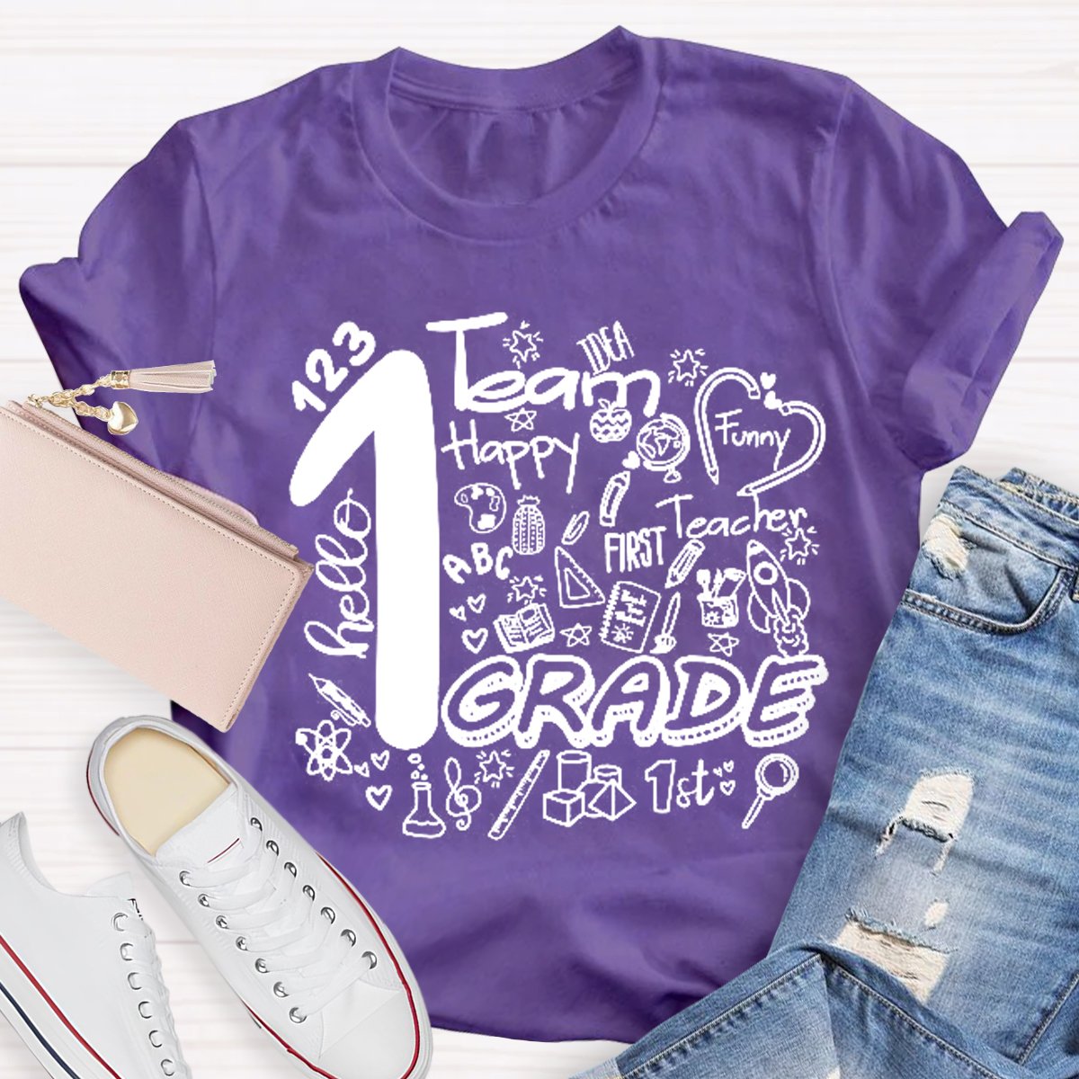 Personalized Grade Hello Team First Grade T-shirt