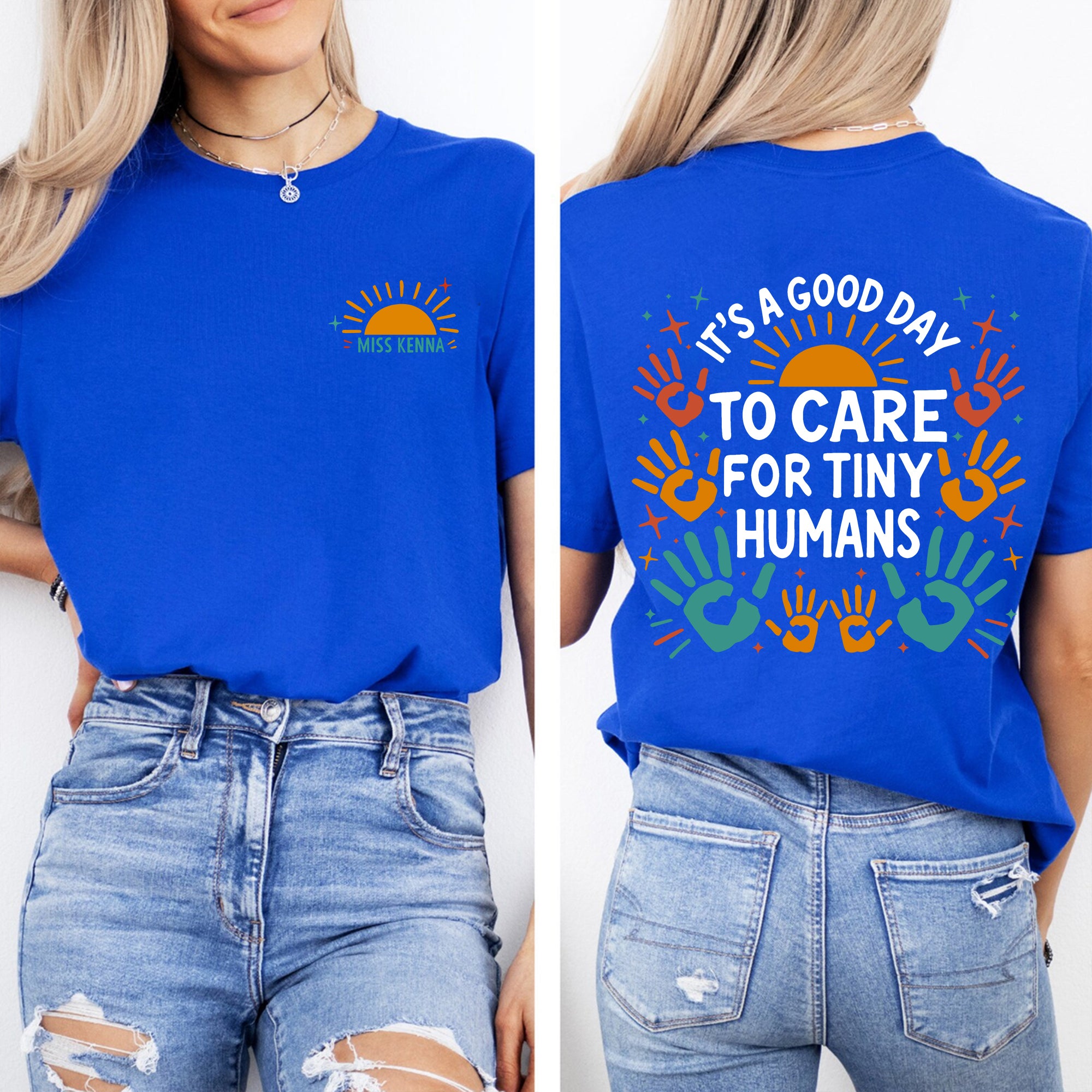 Personalized Name It'S A Good Day To Care For Tiny Humans Double Printed T-shirt