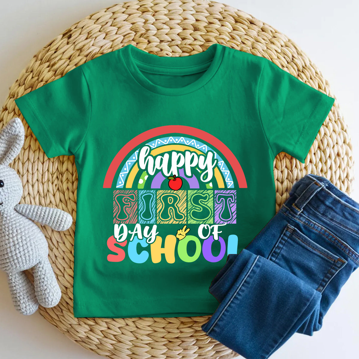 Happy First Day Of School And Rainbows Toddler T-shirts