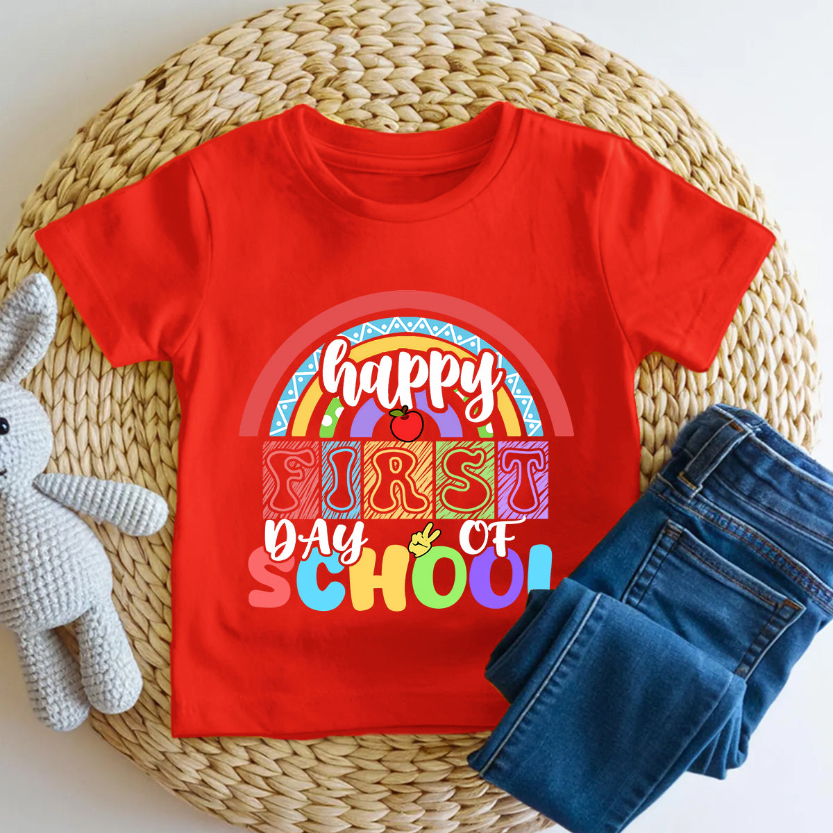Happy First Day Of School And Rainbows Toddler T-shirts