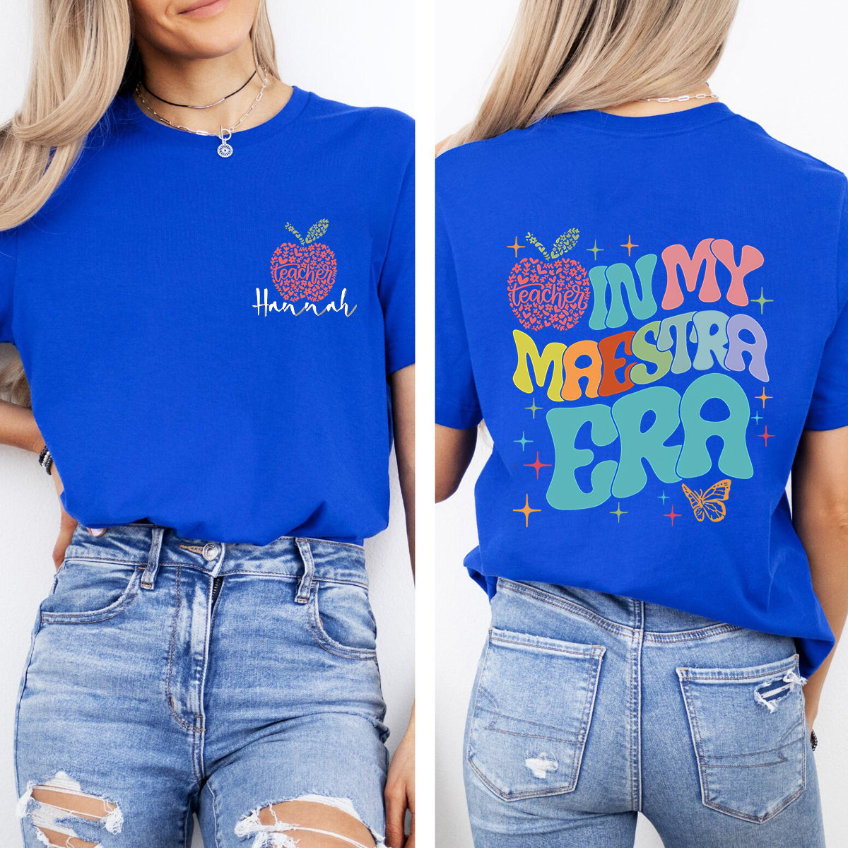 Personalized Name  In My Maestra Era Letters  Double Printed T-shirt