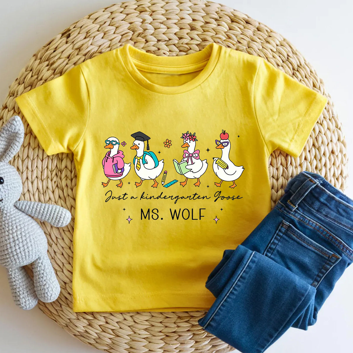 Personalized Name Just A Kindergarten Goose Toddler T-shirts