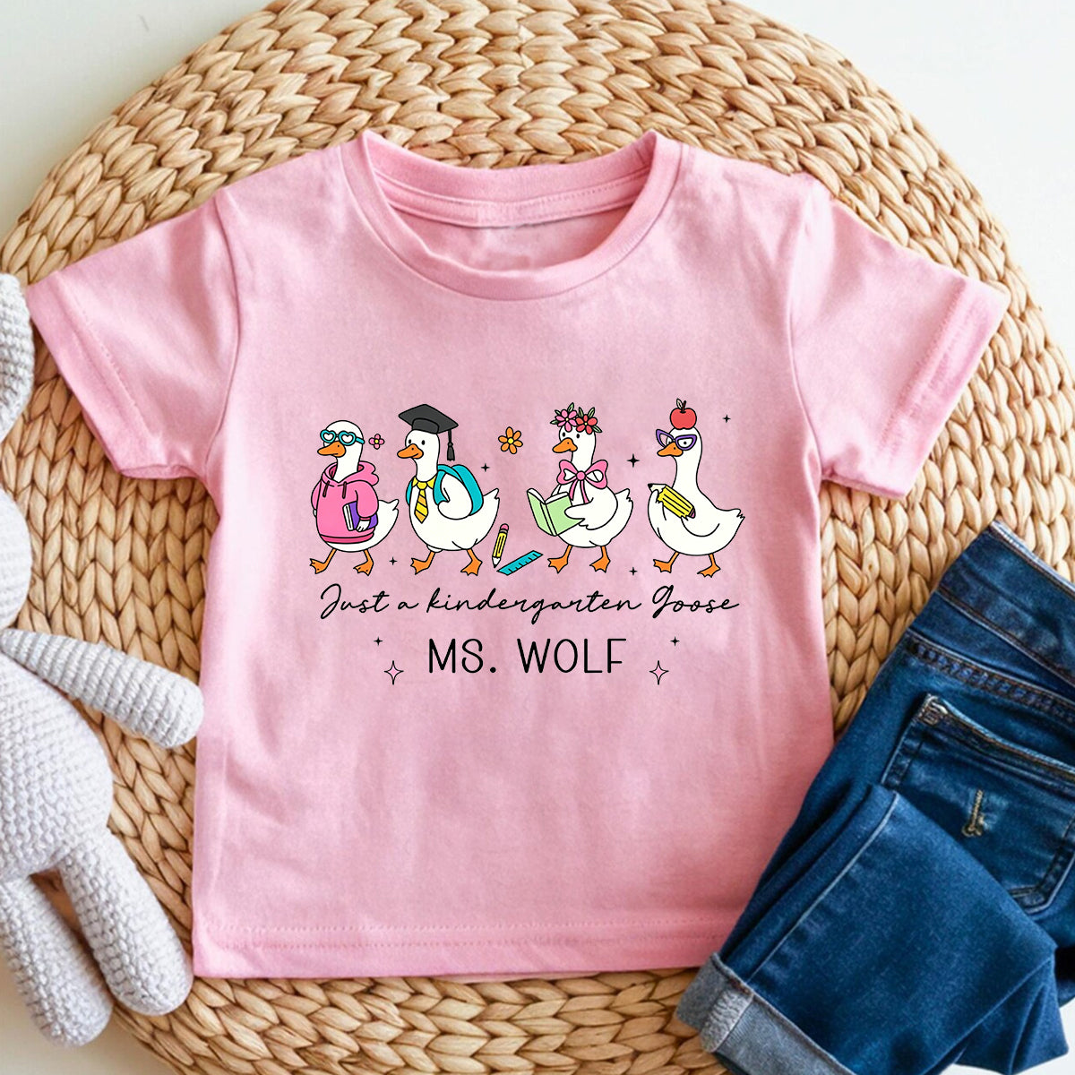 Personalized Name Just A Kindergarten Goose Toddler T-shirts