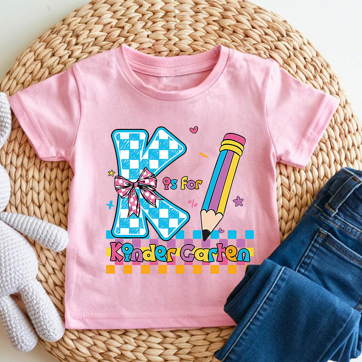 Personalized Grade K Is For Kindergarten Letter Pencil Toddler T-shirts