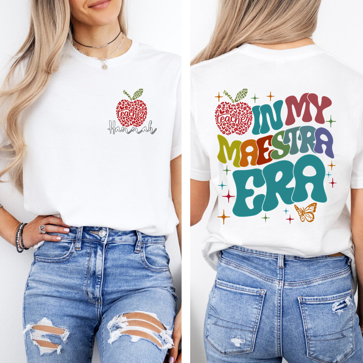 Personalized Name  In My Maestra Era Letters  Double Printed T-shirt
