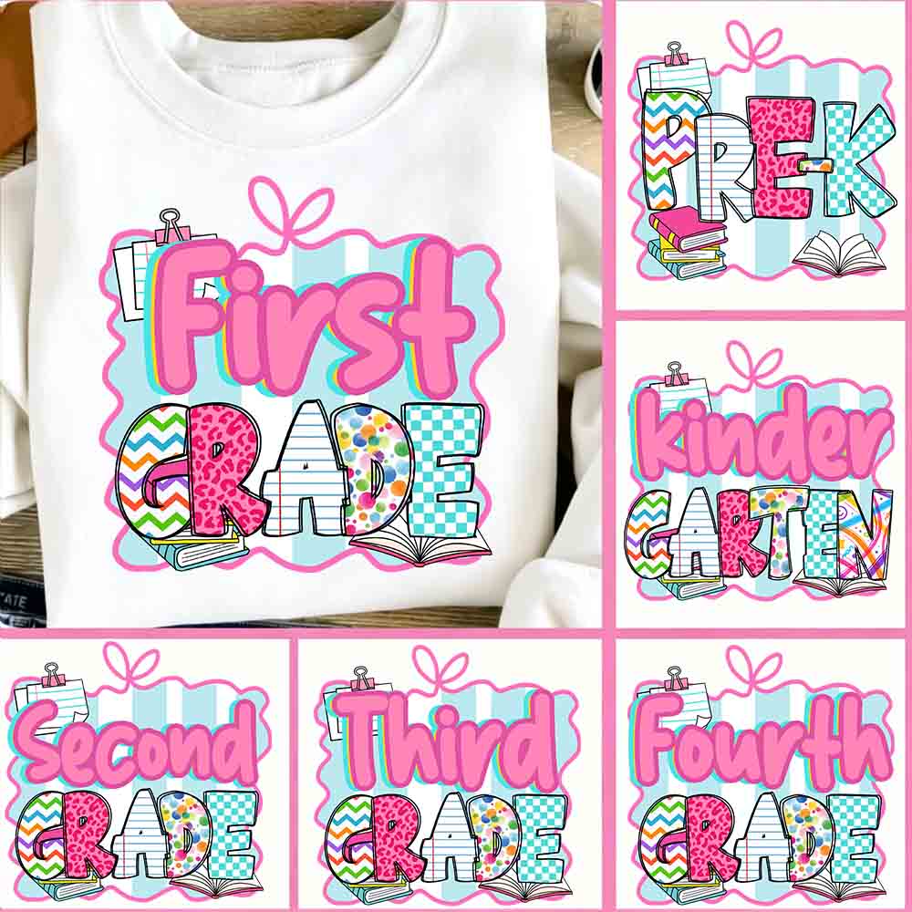 Personalized Grade Pink Letter Leopard Print Teacher T-Shirt