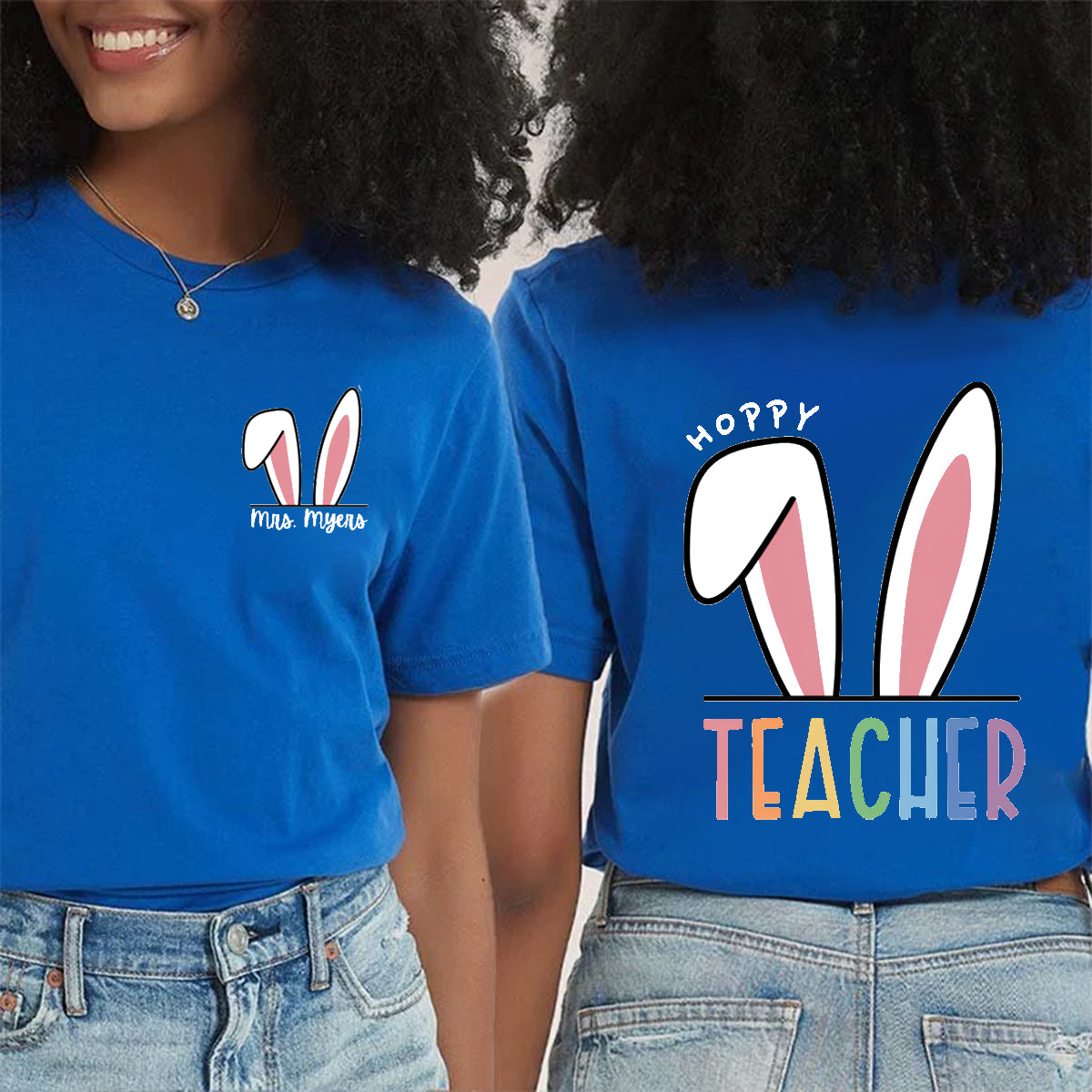 Personalized Name Easter Double Printed T-shirt