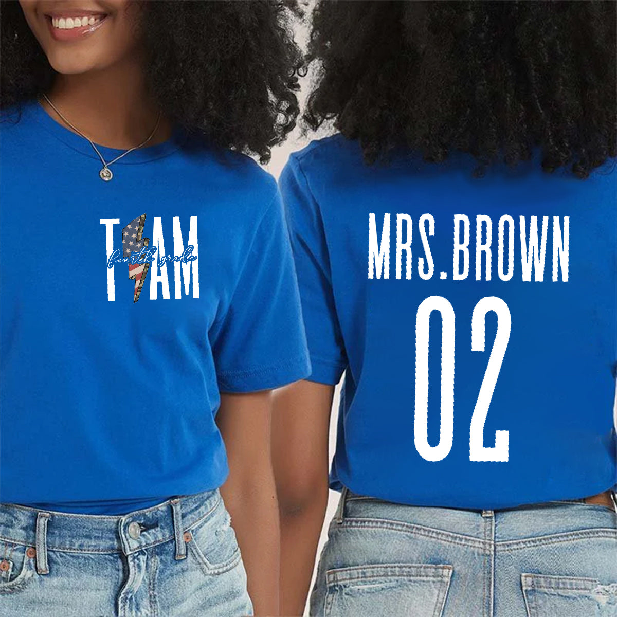 Personalized Name And Grade Dream Team Double Printed T-shirt