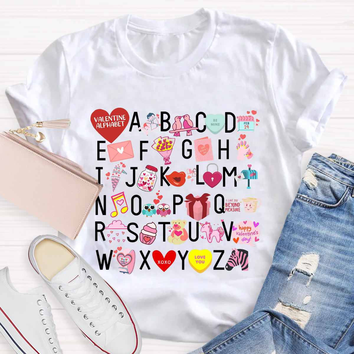 Valentine Alphabet Teacher T-Shirt