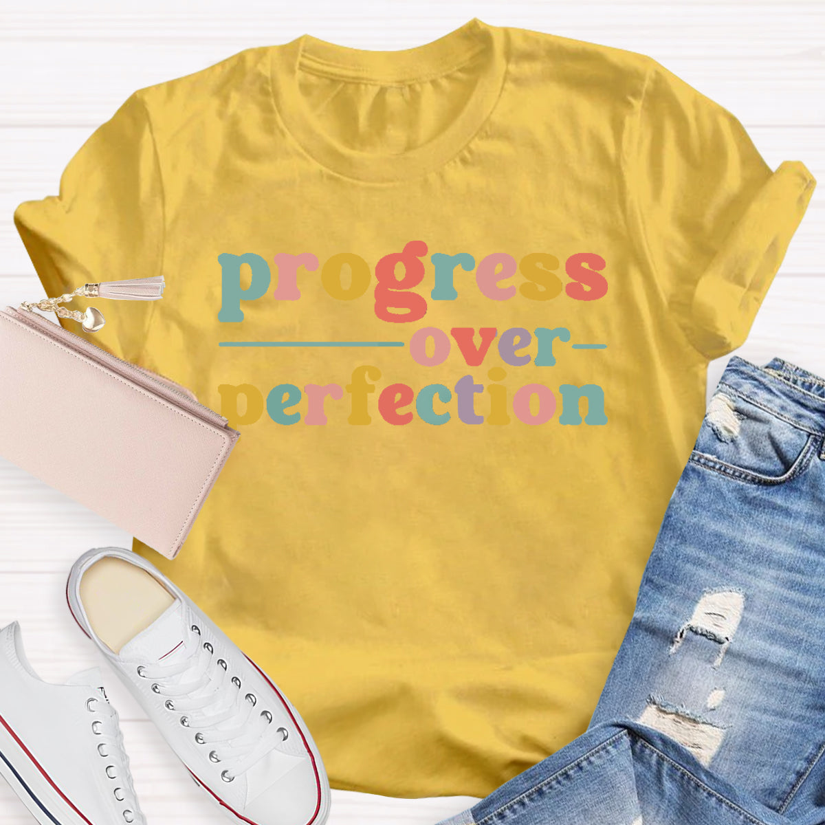 Progress  Over Perfection Teacher T-Shirt