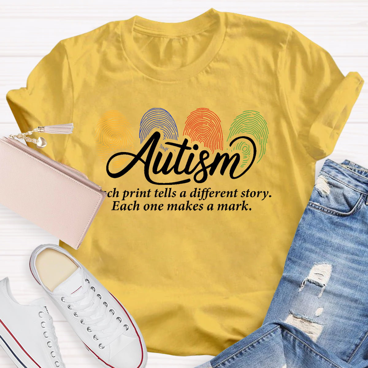 Autism Each One Makes A Mark Teacher T-Shirt