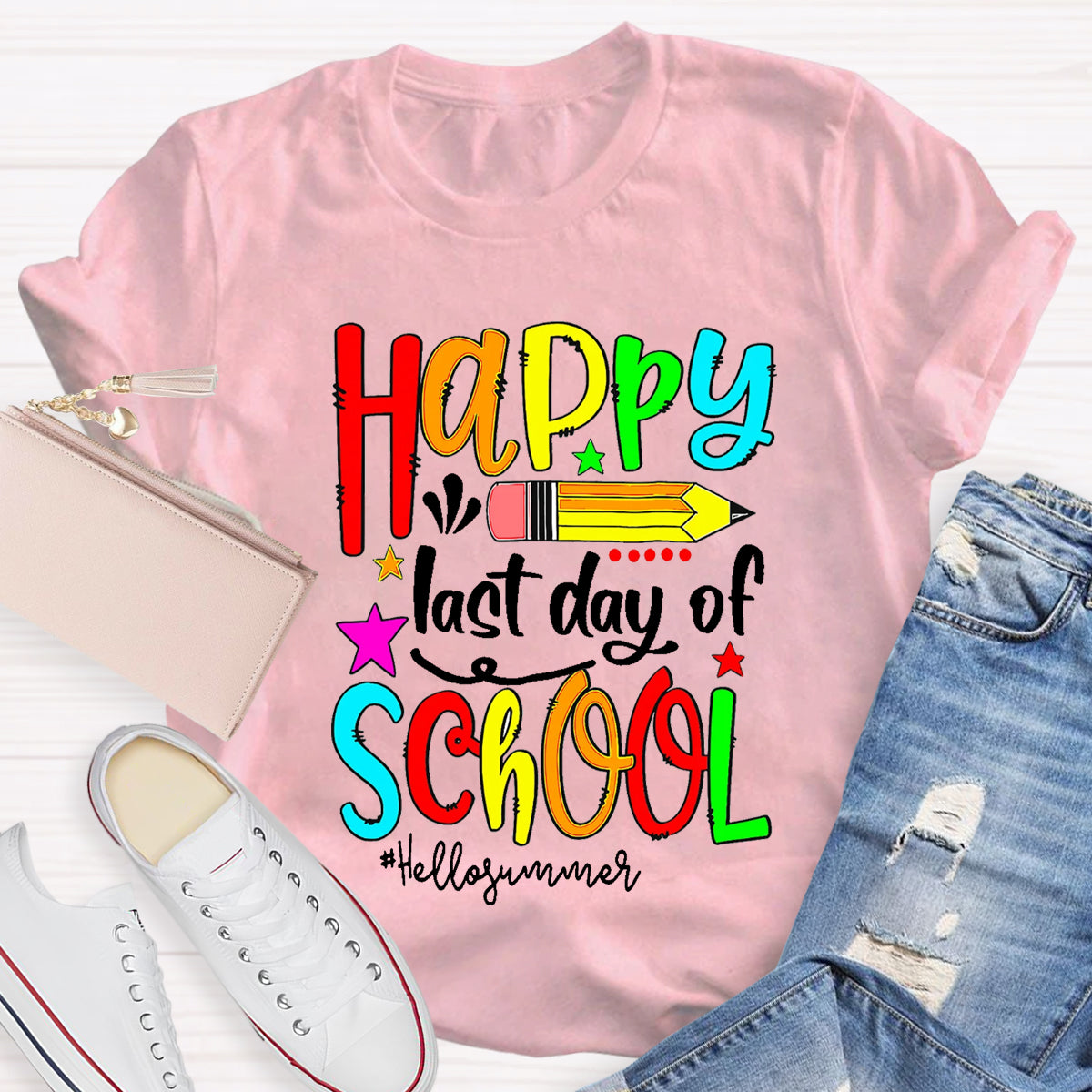 Happy Last Day Of School Hello Summer Teacher T-Shirt
