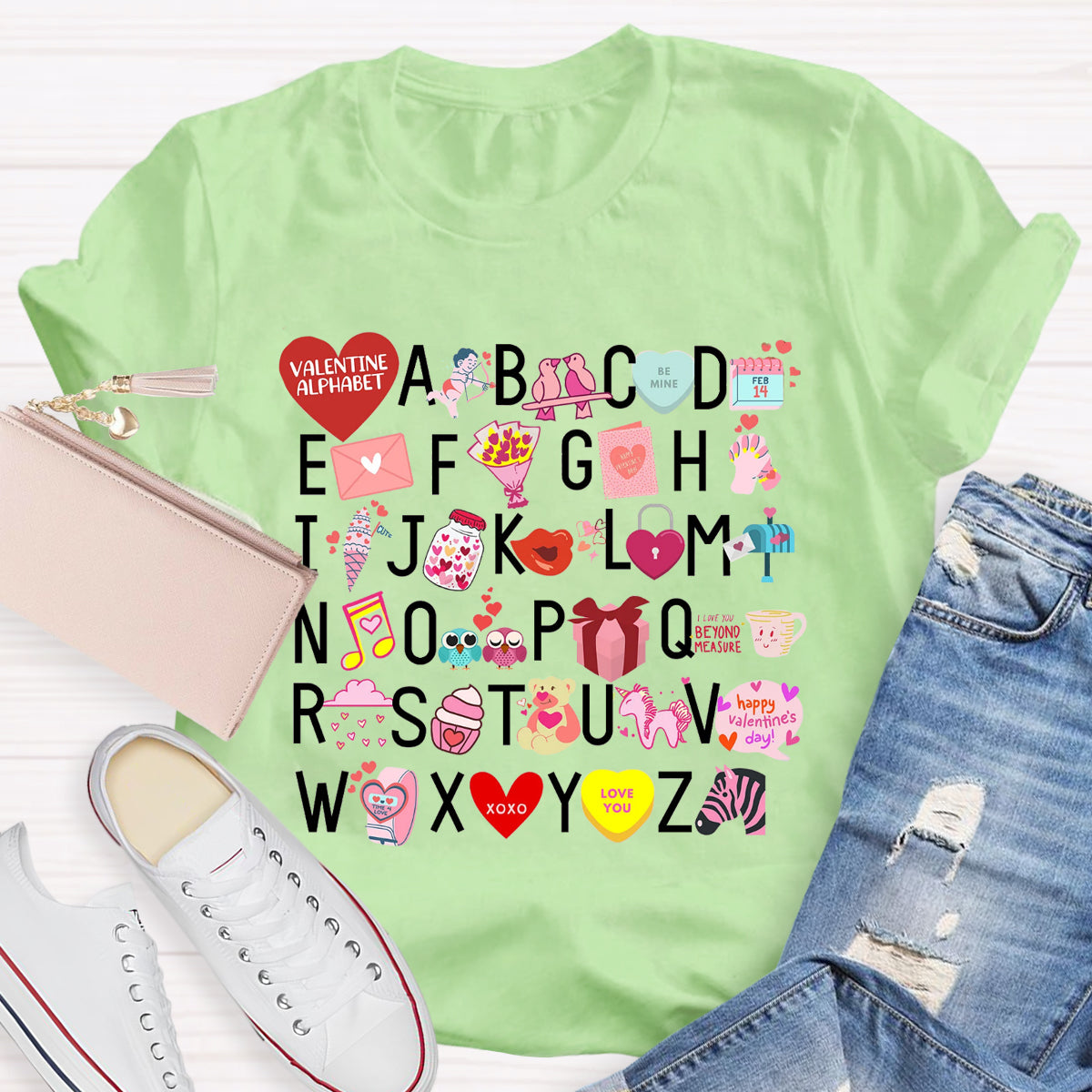 Valentine Alphabet Teacher T-Shirt
