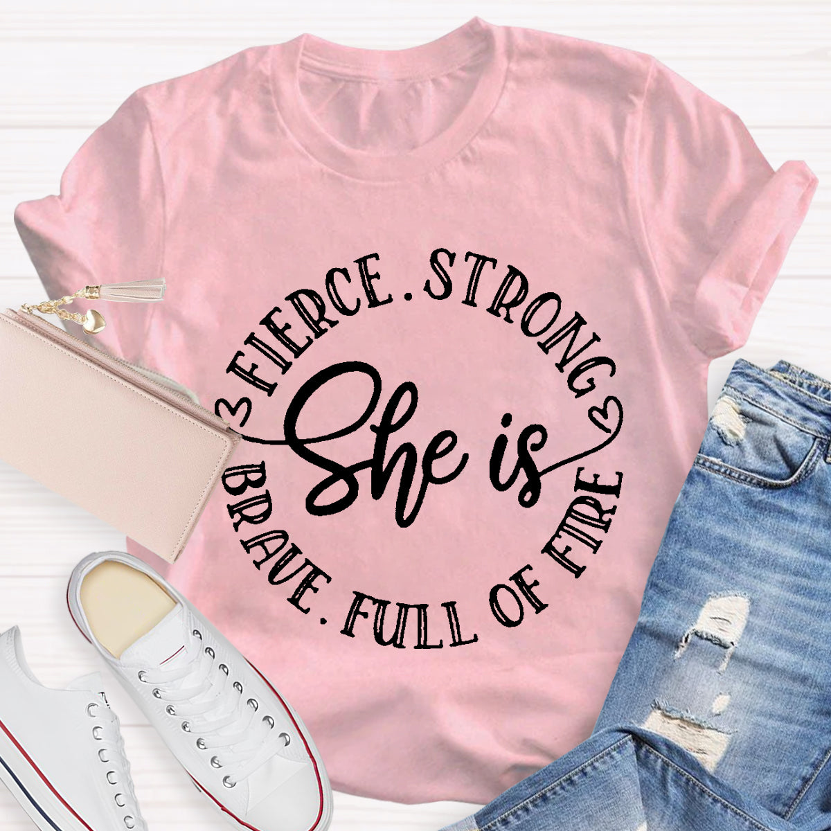 She Is Brave Full Of Fire Fierce Strong T-Shirt