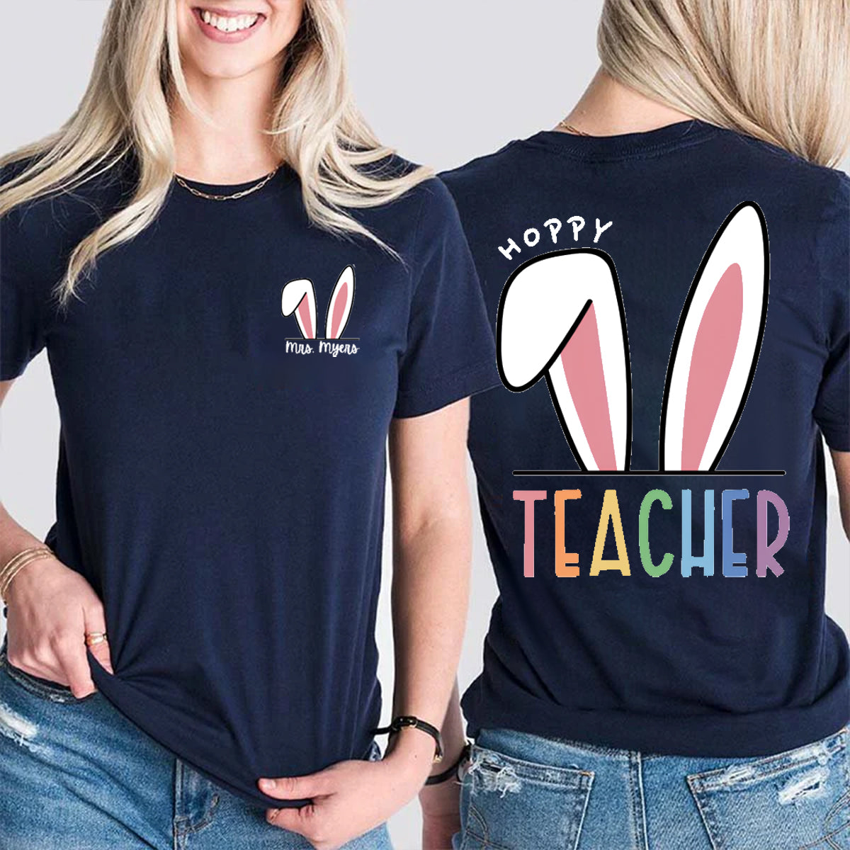 Personalized Name Easter Double Printed T-shirt