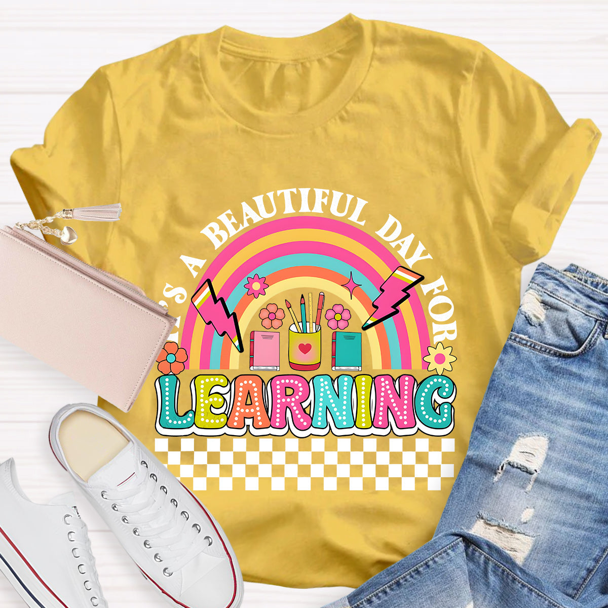 It's A Beautiful Day For Learning Teacher T-Shirt