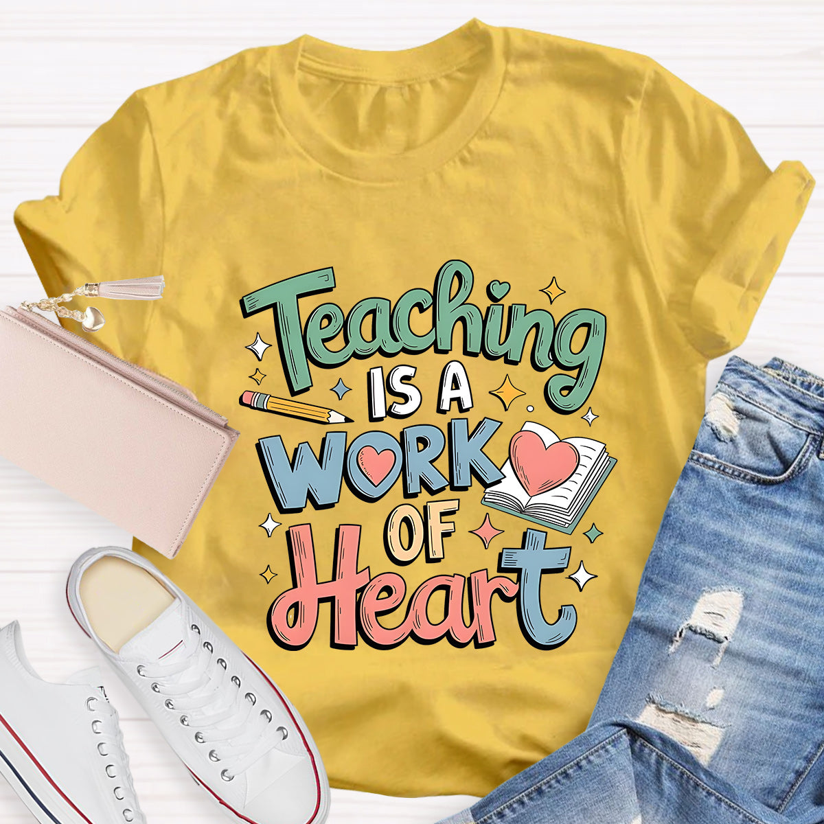 Teaching Is A  Work Of Heart Teacher T-Shirt