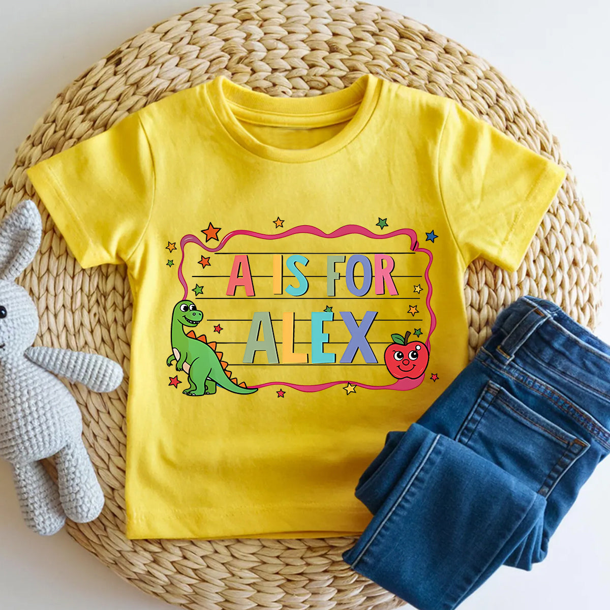 Personalized Name Kindergarten Notebook Lined Border Green Dinosaur Toddler T-shirts