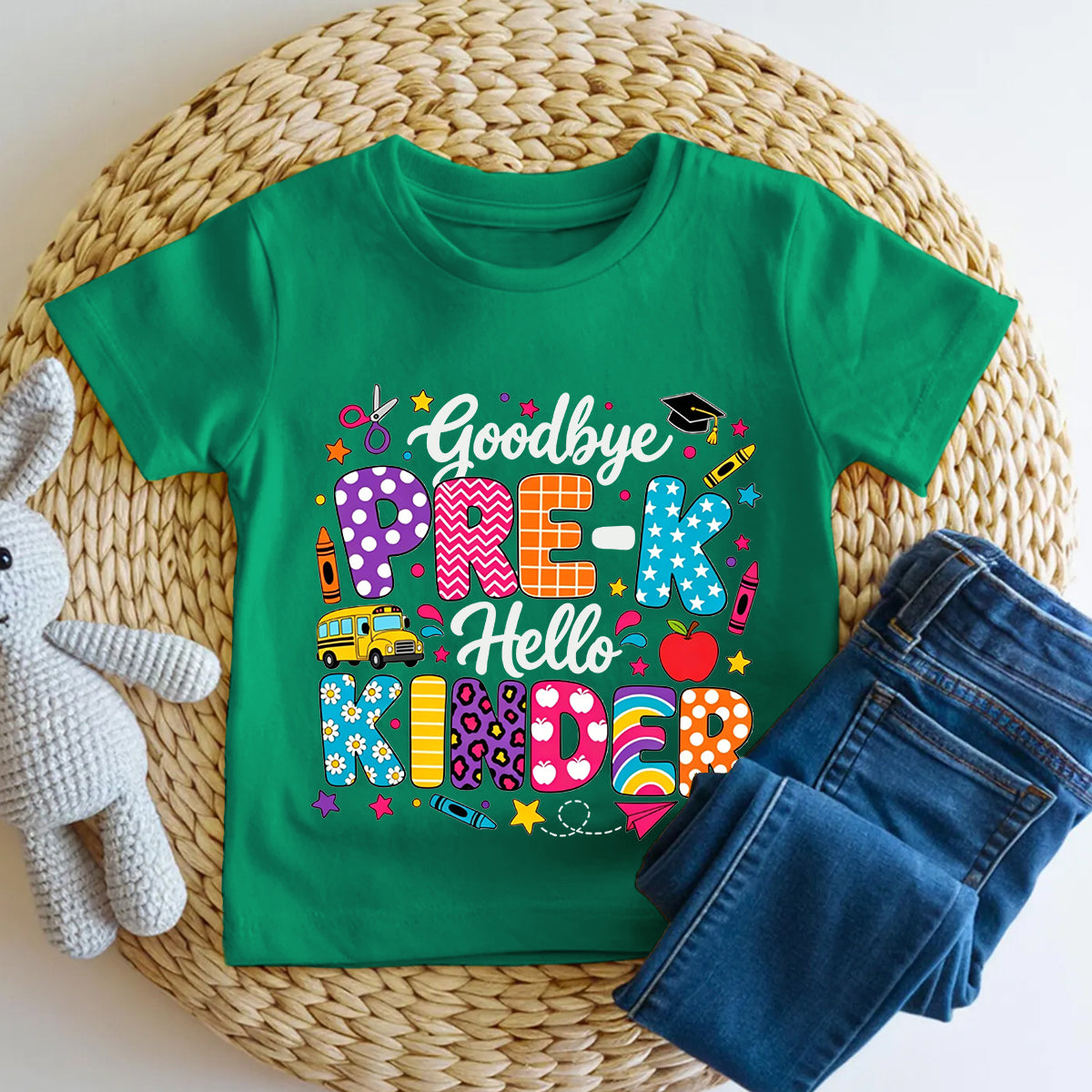 Personalized Grade Goodbye Pre-K Hello Kinder Toddler T-shirts