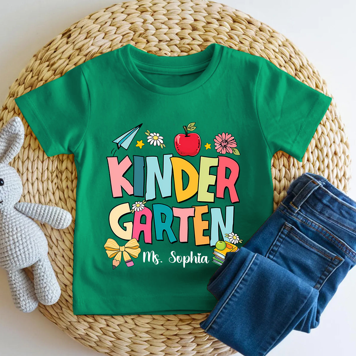Personalized Name And Grade Kindergarten Hearts Vibes Toddler T-shirts