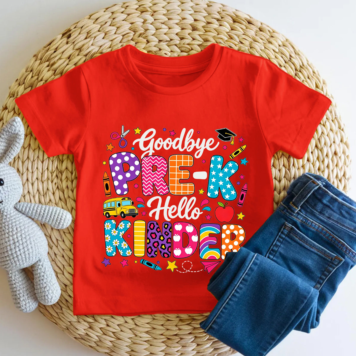 Personalized Grade Goodbye Pre-K Hello Kinder Toddler T-shirts