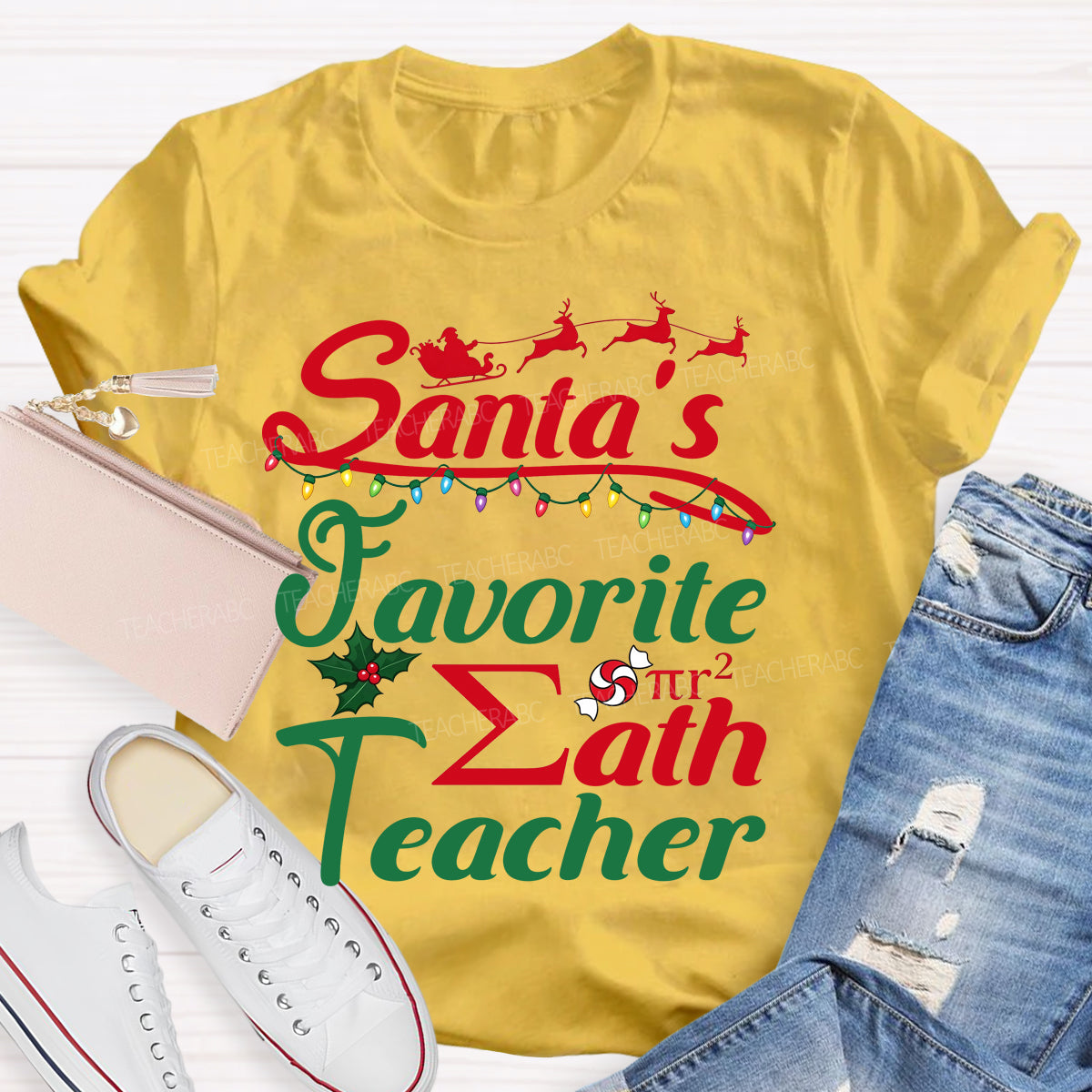 Santa's Favorite Math Teacher Christmas T-shirt