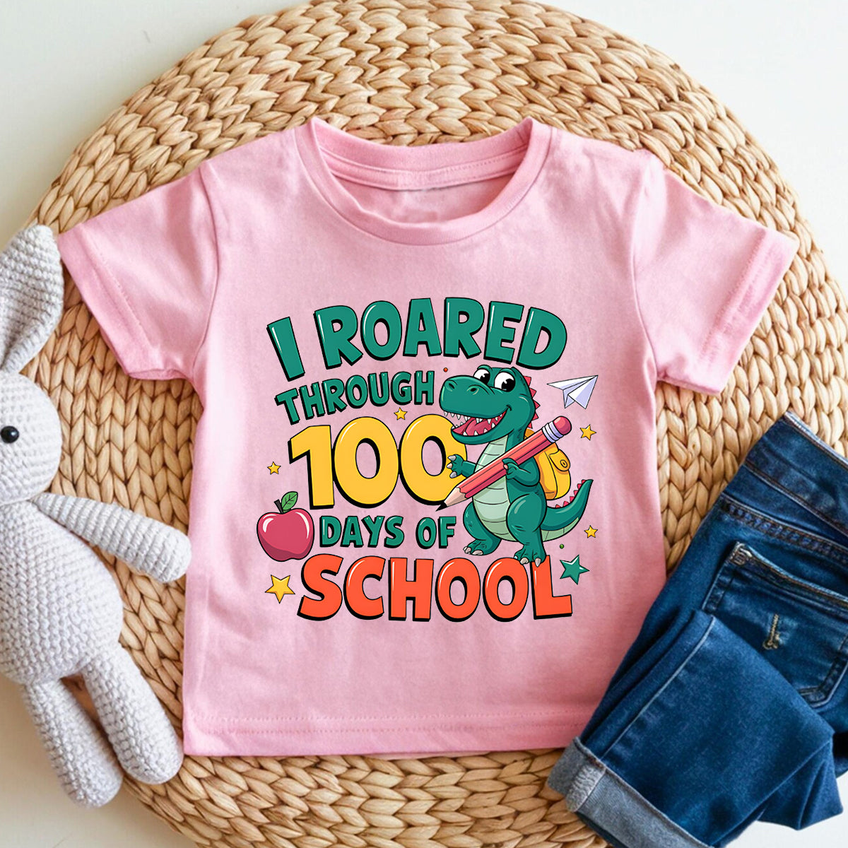 I Roared Through 100 Days Of School Dinosaurs And Pencils Toddler T-shirts