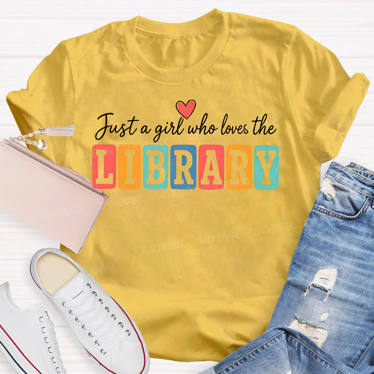Just A Girl Who Loves The Library Colorful Block T-shirt