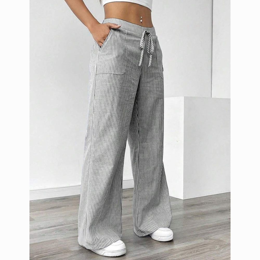 Striped Casual Street Style Loose Wide-Leg Pants