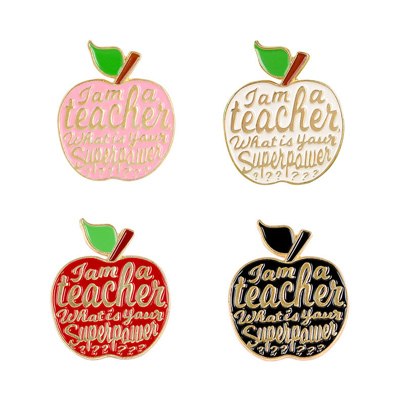 Cartoon Apple Alloy Enamel Brooch