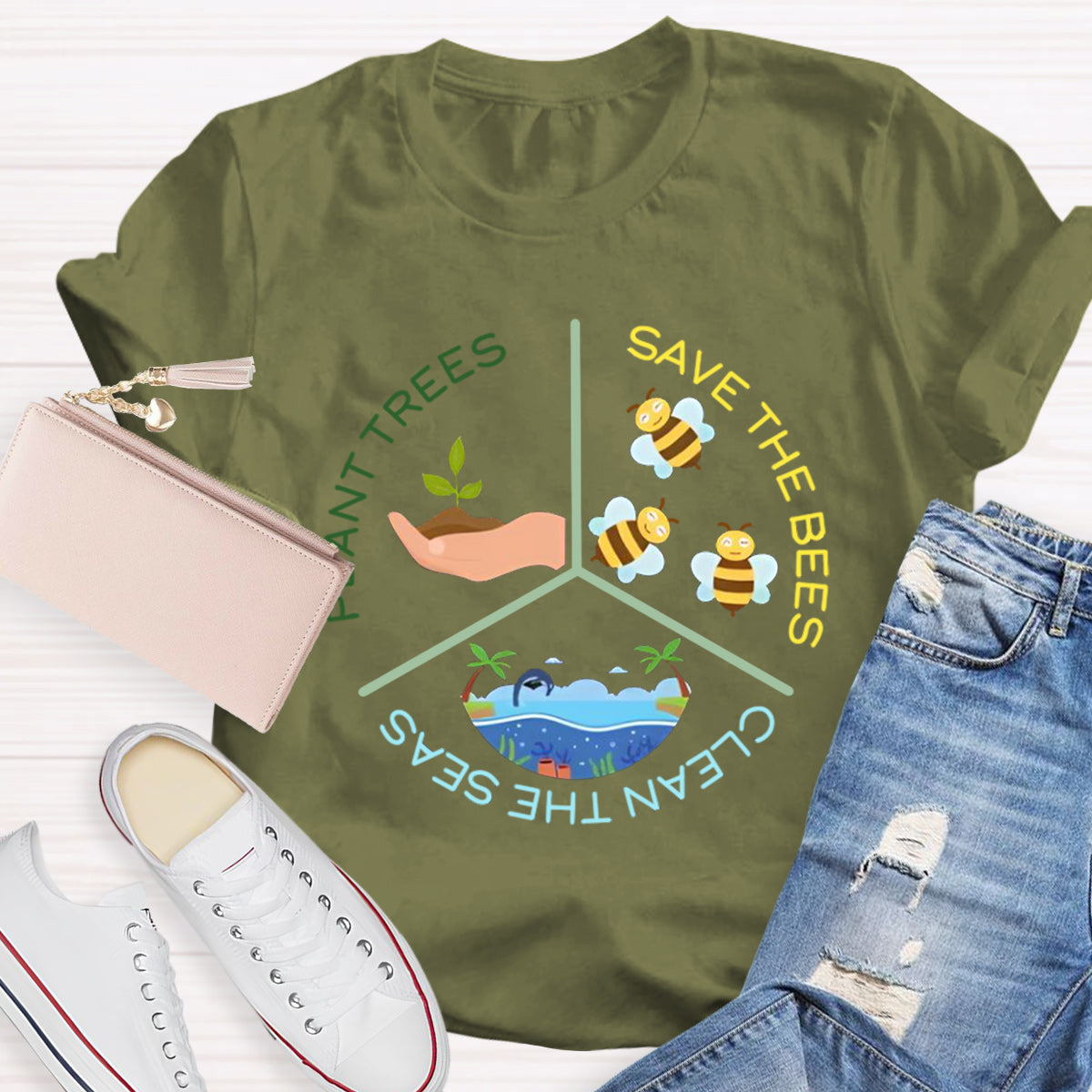 Save The Bees Plant Trees Teacher T-Shirt