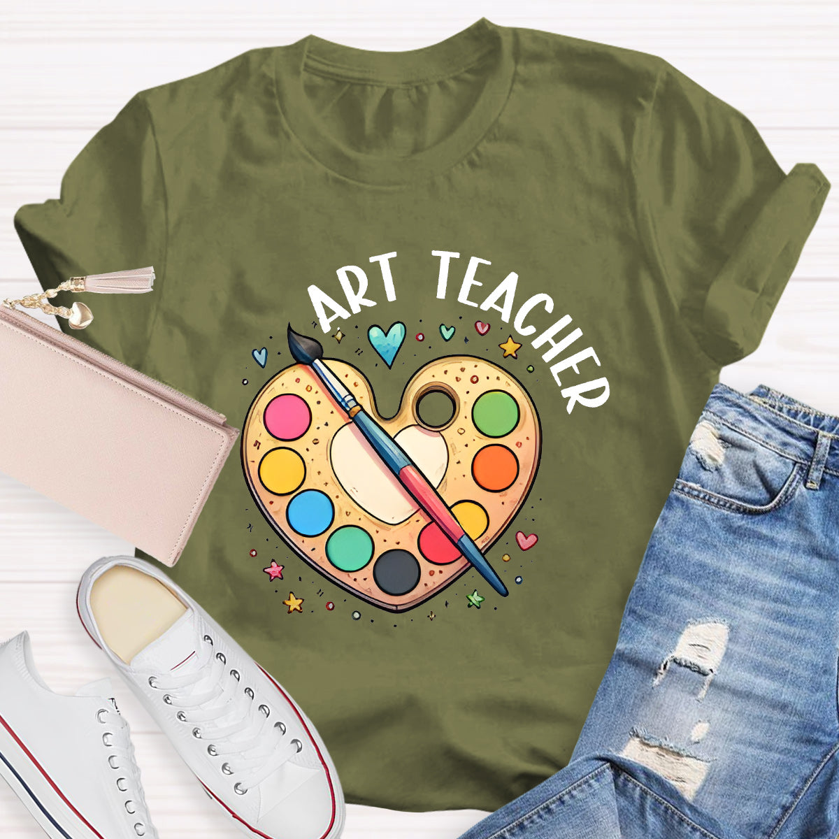 Art Teacher Heart Teacher T-Shirt