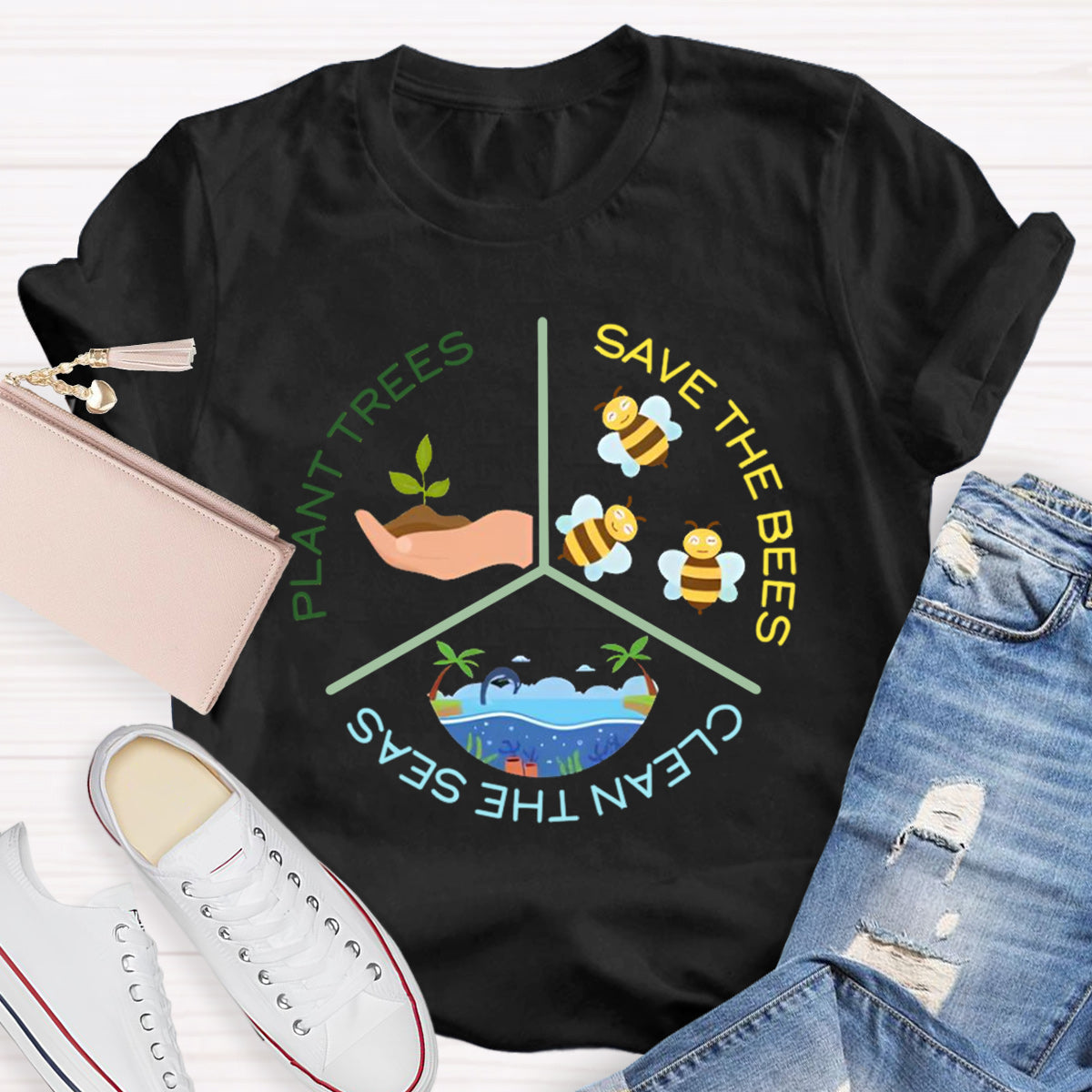 Save The Bees Plant Trees Teacher T-Shirt