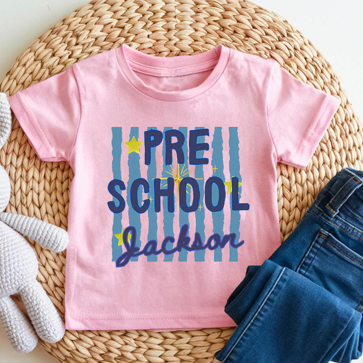 Personalized Name And Grade Preschool Bright Stars Bright School Days Toddler T-shirts