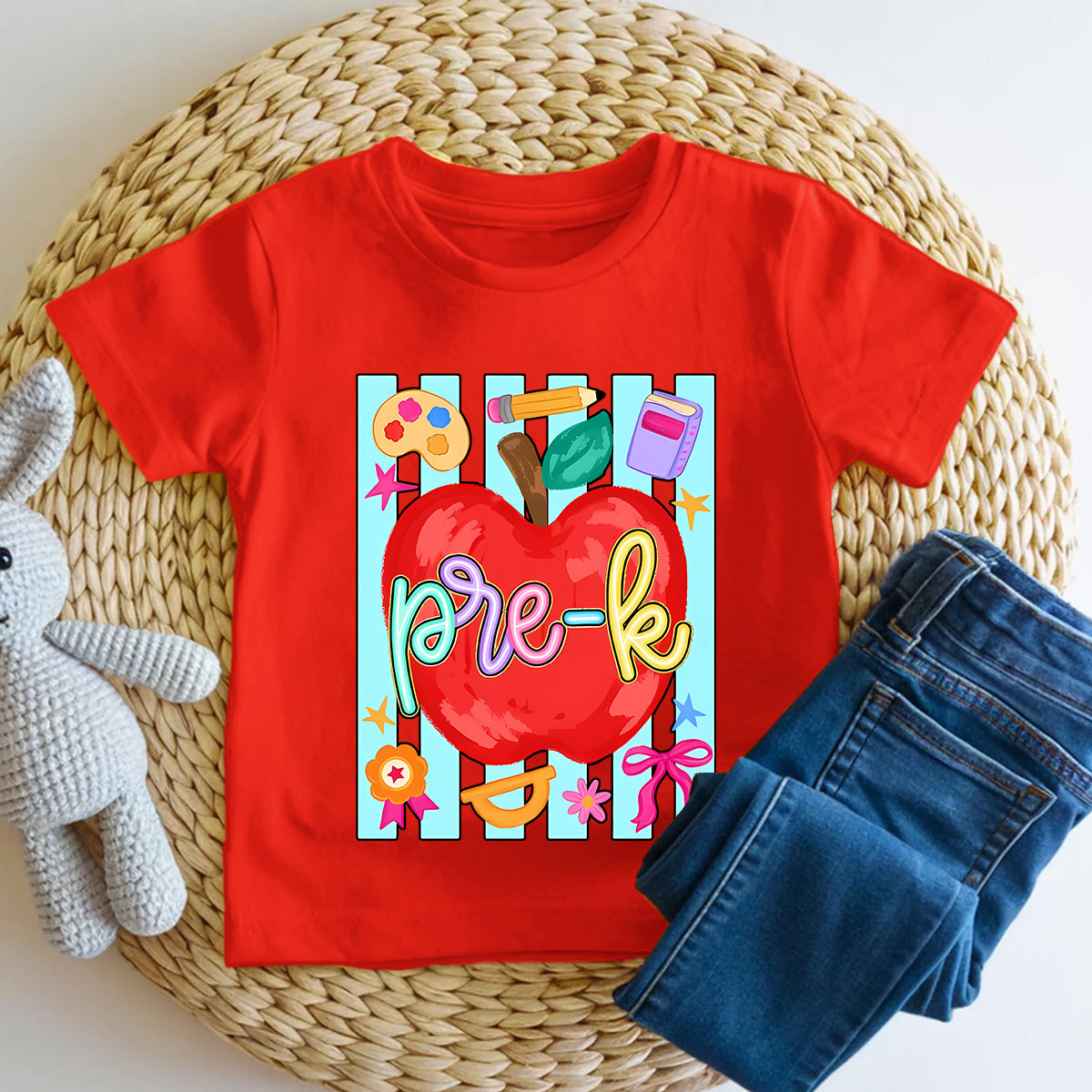 Personalized Grade Apple School Supply Pre-School Toddler T-shirts