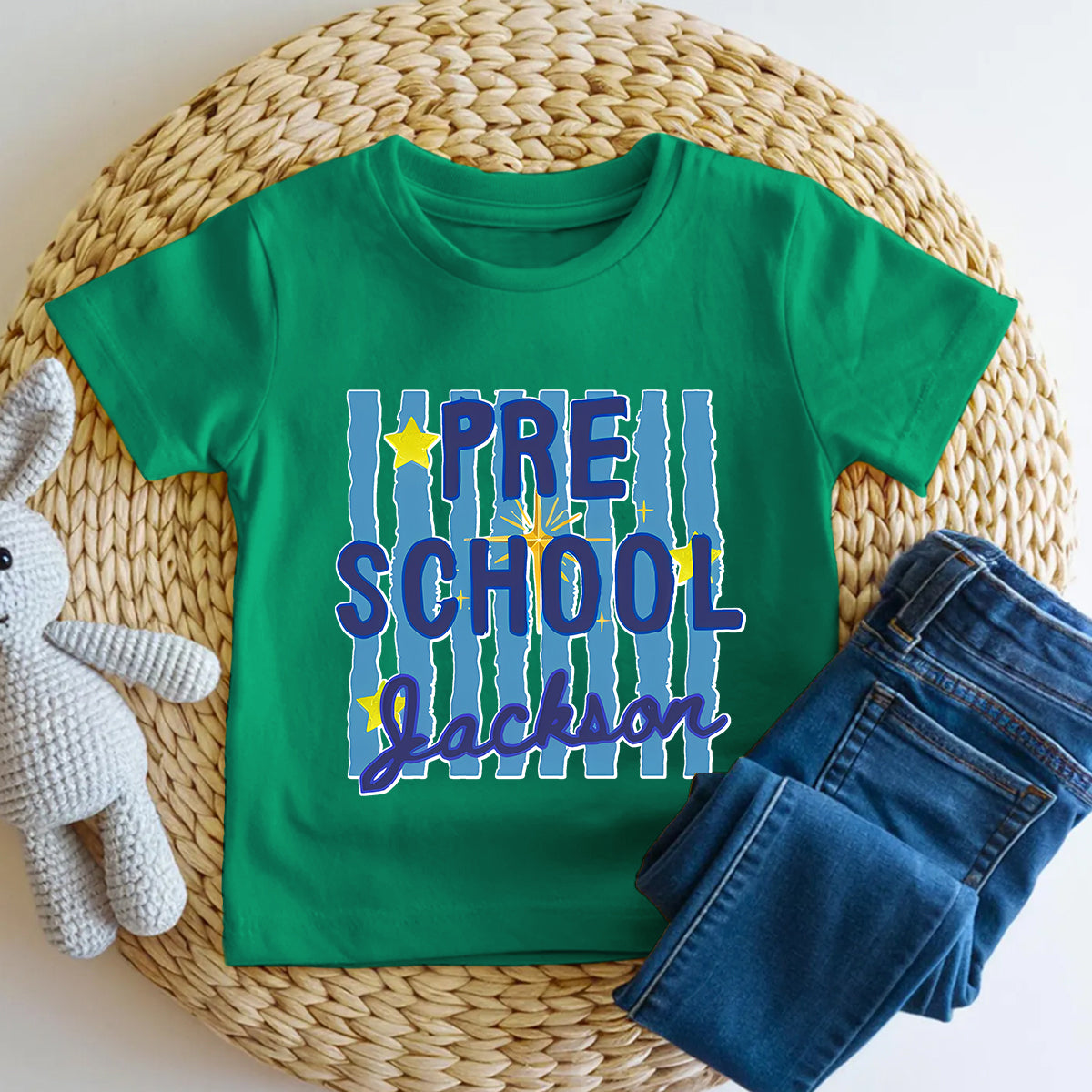 Personalized Name And Grade Preschool Bright Stars Bright School Days Toddler T-shirts