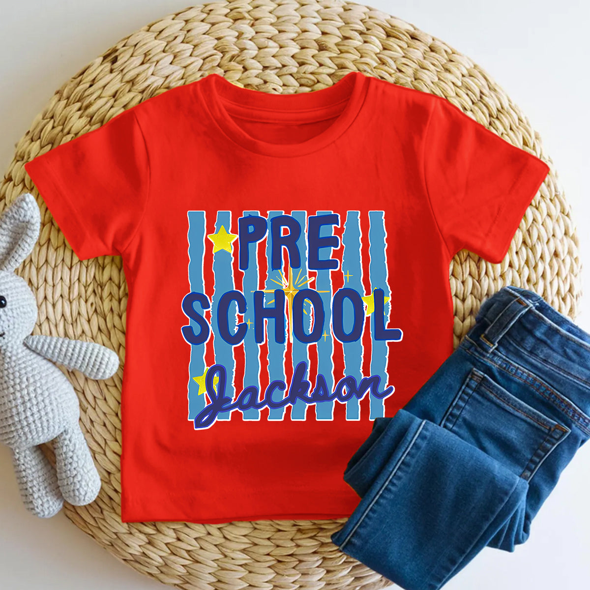 Personalized Name And Grade Preschool Bright Stars Bright School Days Toddler T-shirts