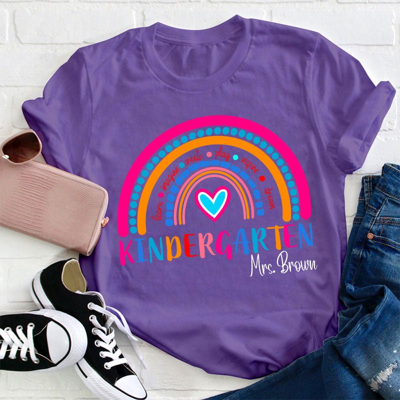 Personalized Grade And Name Learn Imagine Create Inspire Teacher T-Shirt
